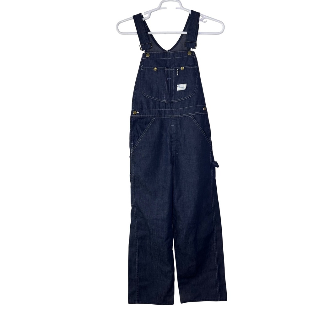 Vintage 70s Sears Tradewear Denim Bib Overalls Mens 30 x 29 Dark Blue Union Made